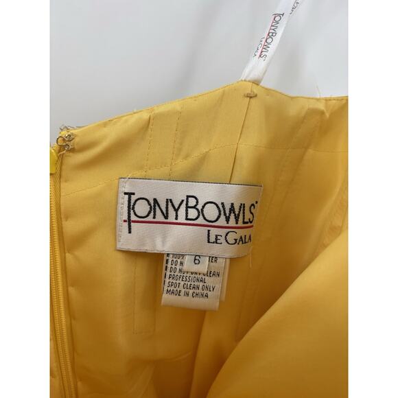 NWT Tony Bowls Le Gala Vintage Dress Womens 6 Gold Tiered Ruffles Sequin Gown - Picture 6 of 16